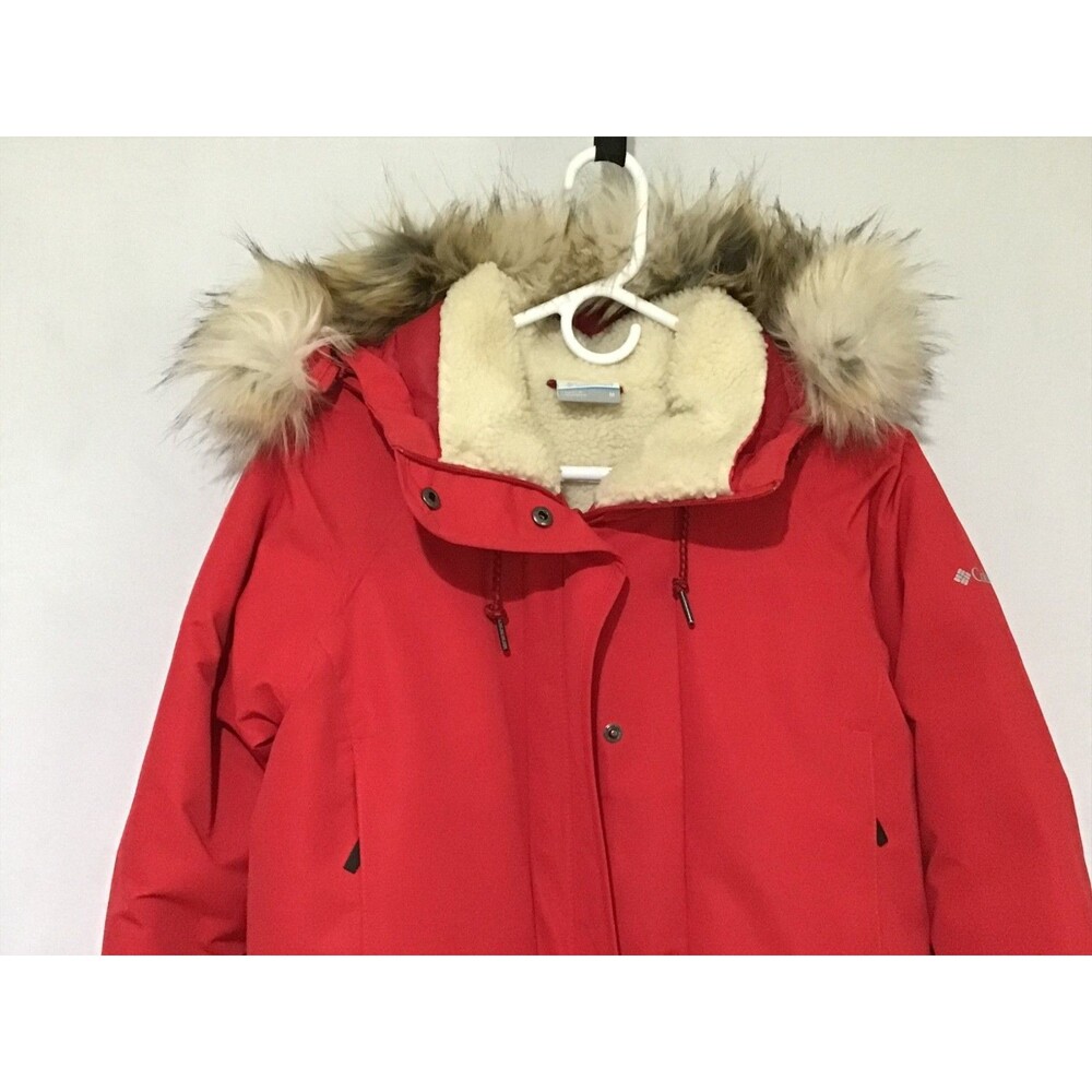 Columbia Coat Womens Med Omni Heat Mid length Full-zip Hooded Duck Down Red - Picture 3 of 16